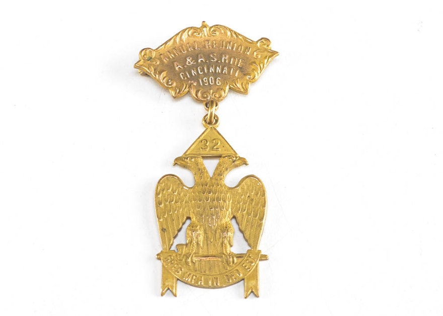 1906 Masonic Reunion Pin Pettibone Co. Cincinnati