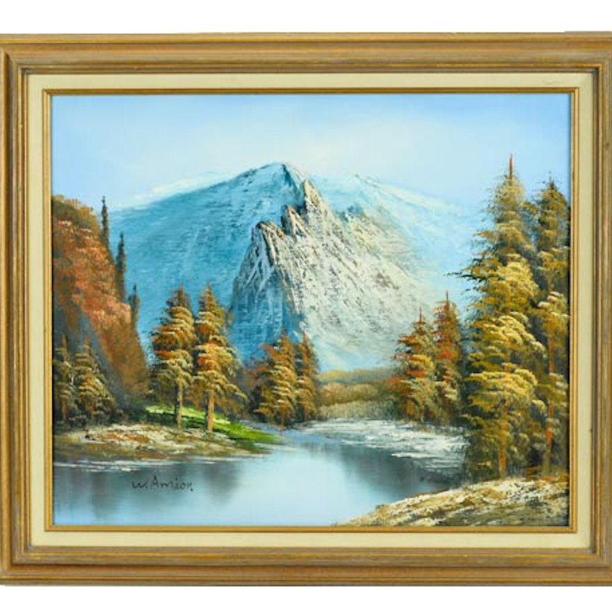 W. Amion Original Oil on Canvas Landscape