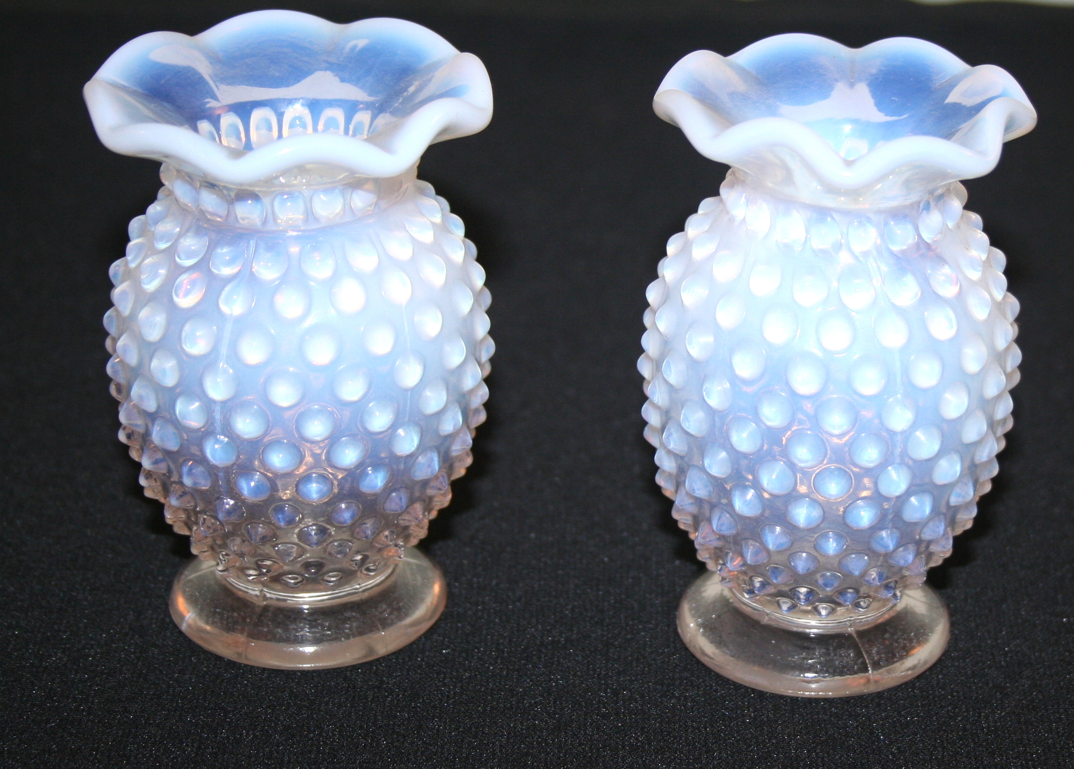 Fenton Blue Hobnail Glass Compote and Bud Vases & Other Blue EAPG