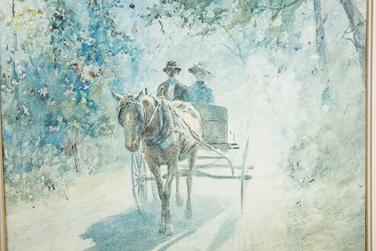 Paul Sawyier Framed  Offset Lithograph "On a Sunday Afternoon"