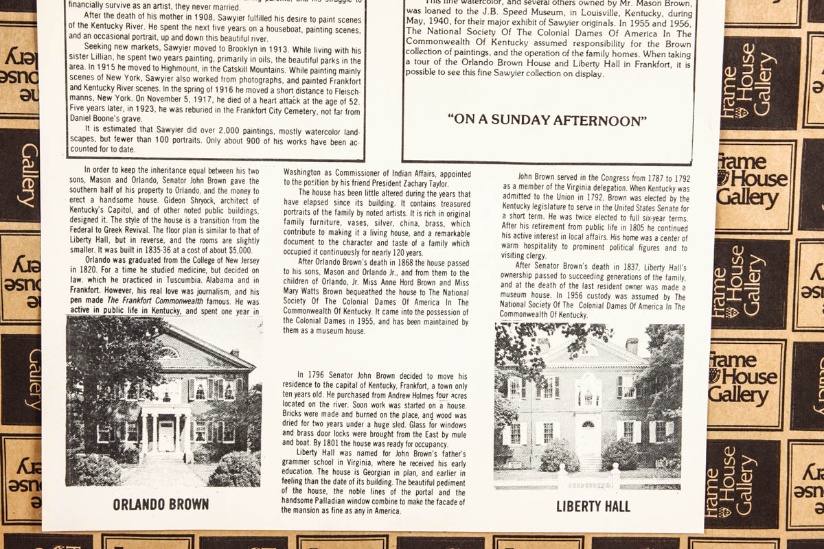 Paul Sawyier Framed  Offset Lithograph "On a Sunday Afternoon"