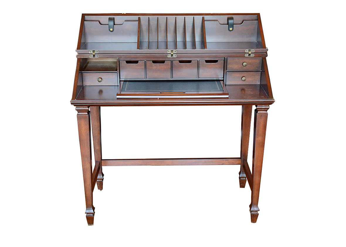 Walnut Veneer Secretary Desk by Bombay Company