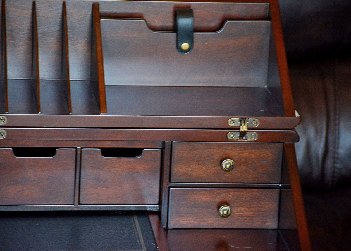 Walnut Veneer Secretary Desk by Bombay Company