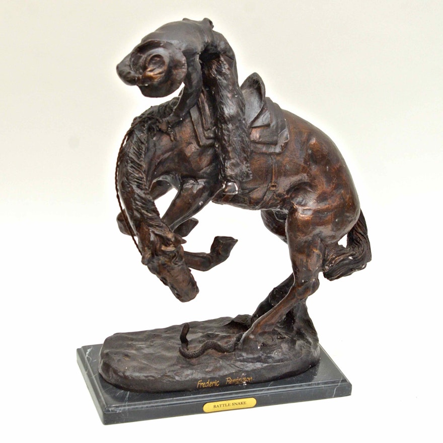 Bronze Reproduction Frederic Remington's "Rattle Snake" Sculpture