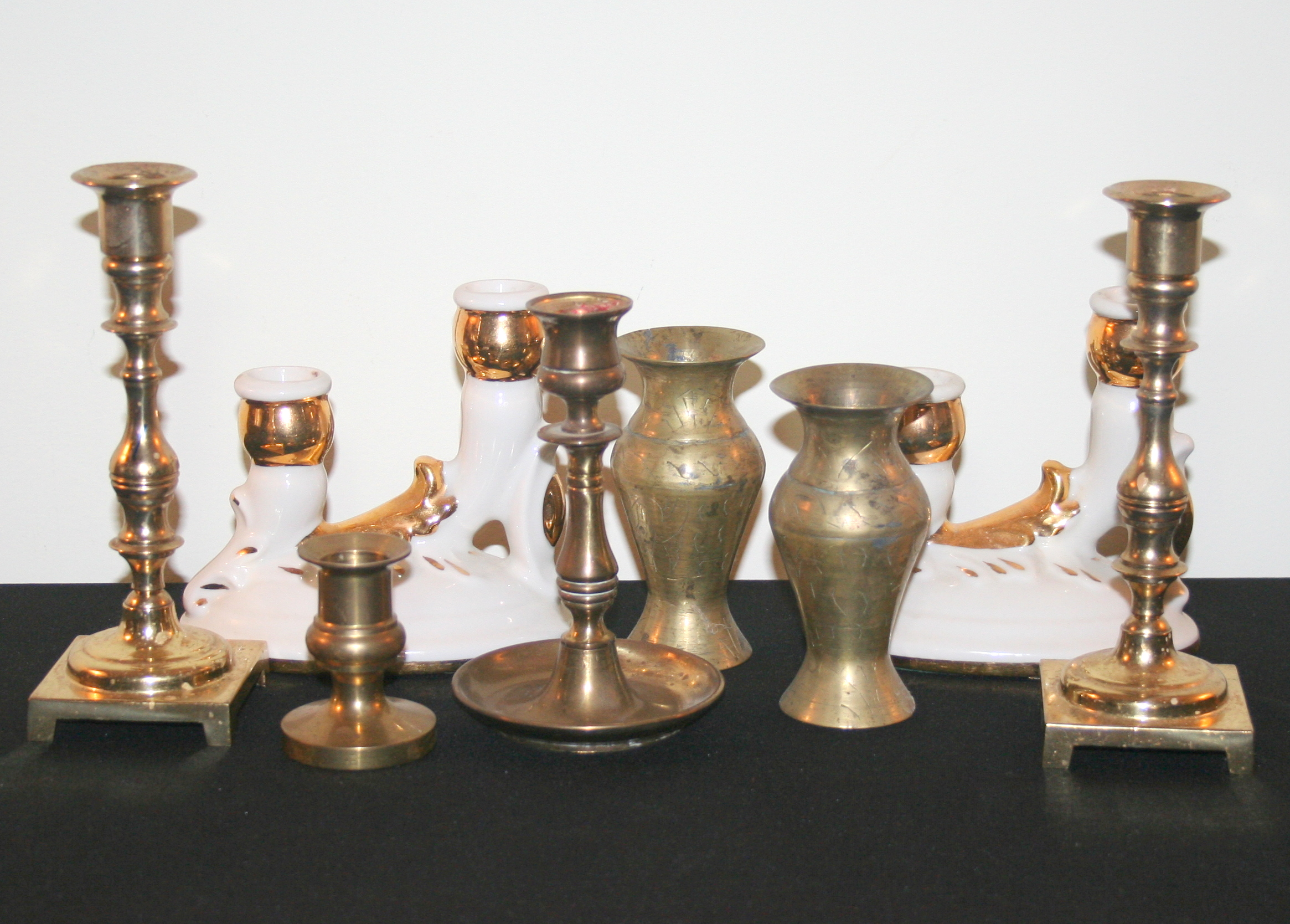 Brass and Ceramic Candle Holders