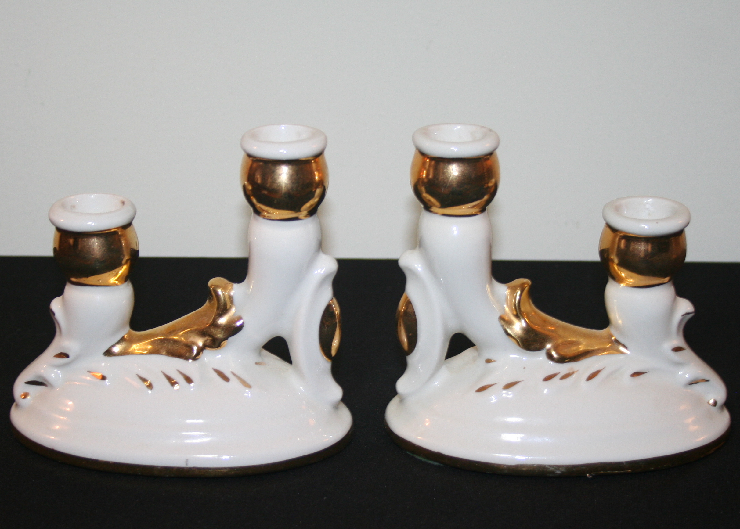 Brass and Ceramic Candle Holders
