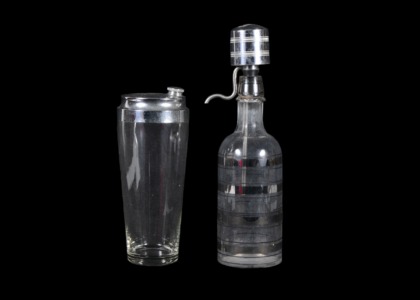 Vintage Cocktail Shaker and "Say When" Seltzer Bottle