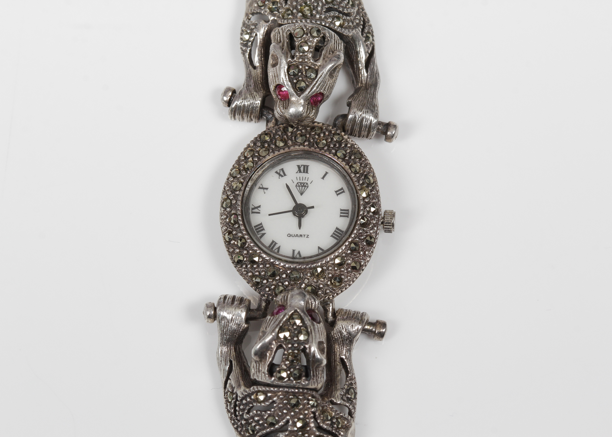 Sterling Silver Marcasite Jaguar Watch