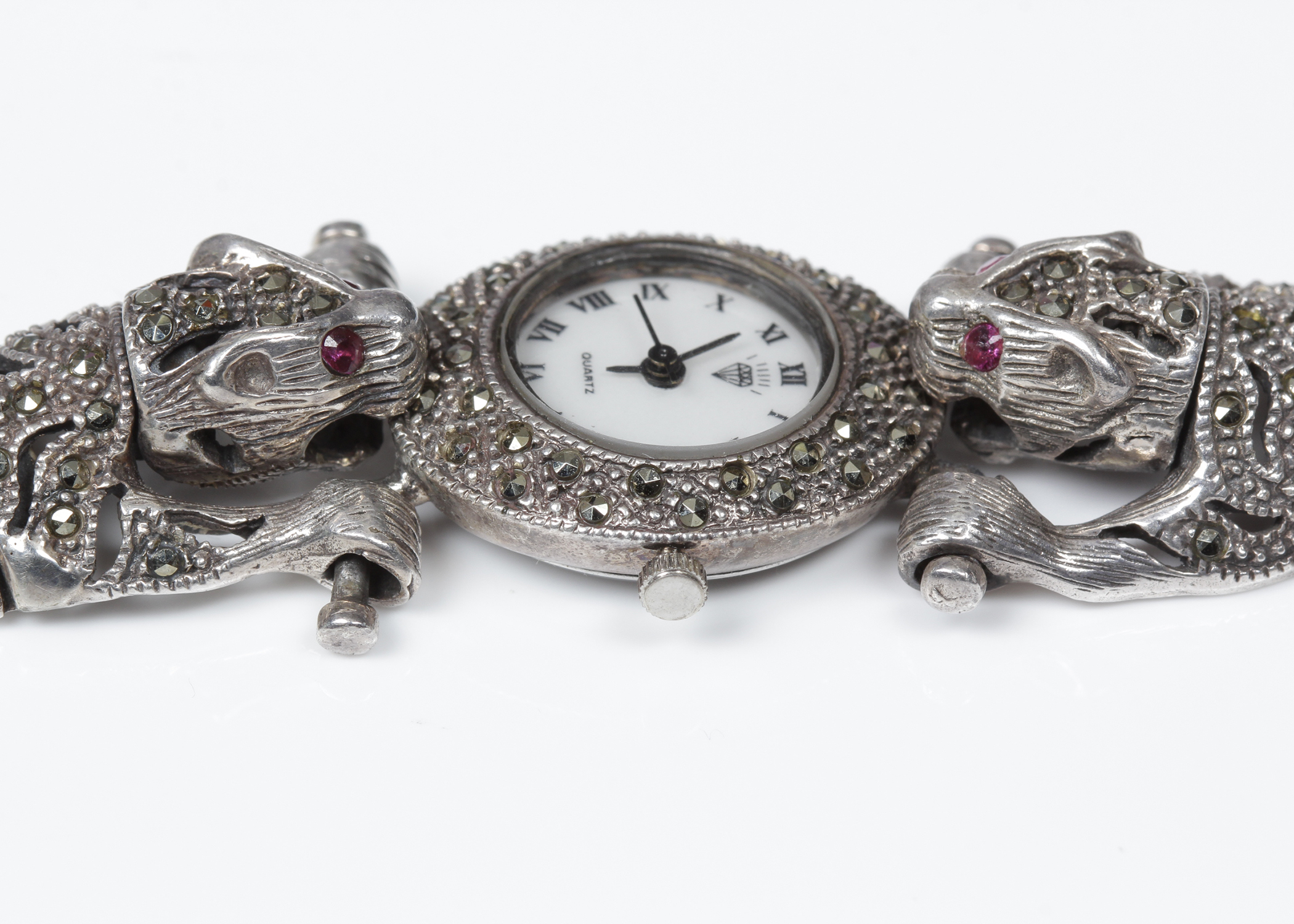 Sterling Silver Marcasite Jaguar Watch