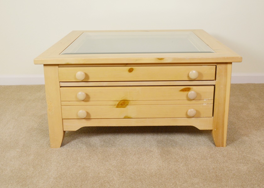 Broyhill Pine Shadowbox Coffee Table