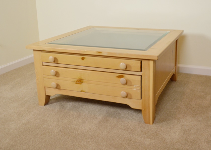 Broyhill Pine Shadowbox Coffee Table