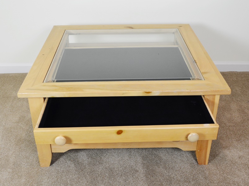 Broyhill Pine Shadowbox Coffee Table