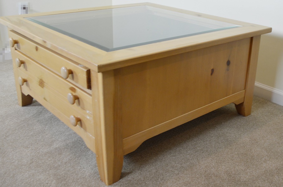 Broyhill Pine Shadowbox Coffee Table