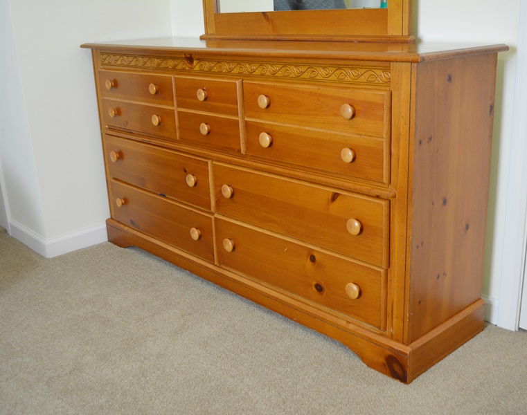 Knotty Pine Dresser and Mirror