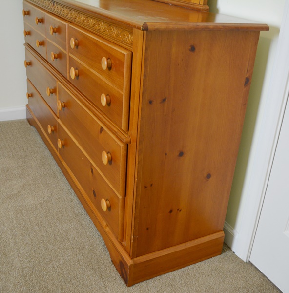 Knotty Pine Dresser and Mirror