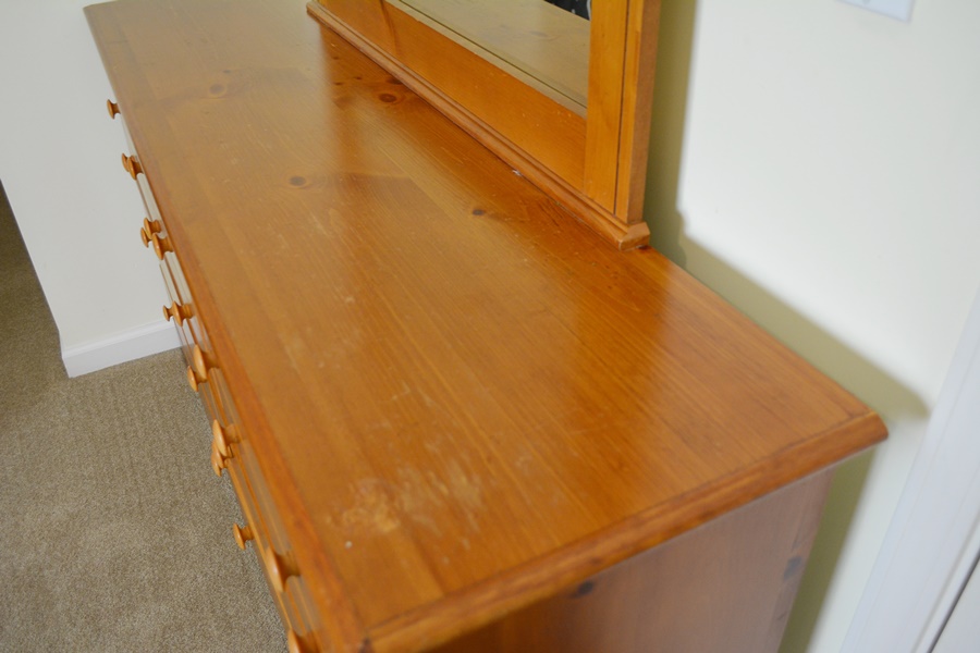 Knotty Pine Dresser and Mirror