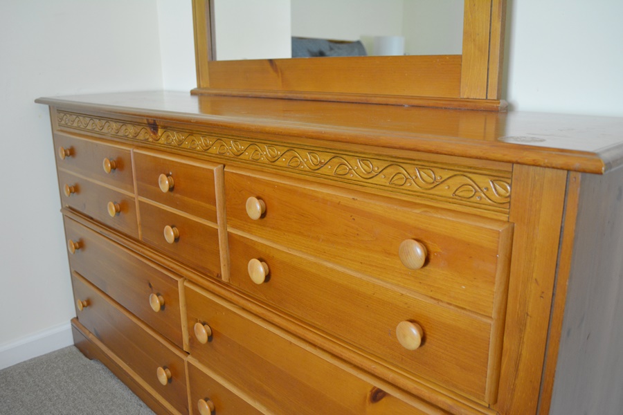 Knotty Pine Dresser and Mirror