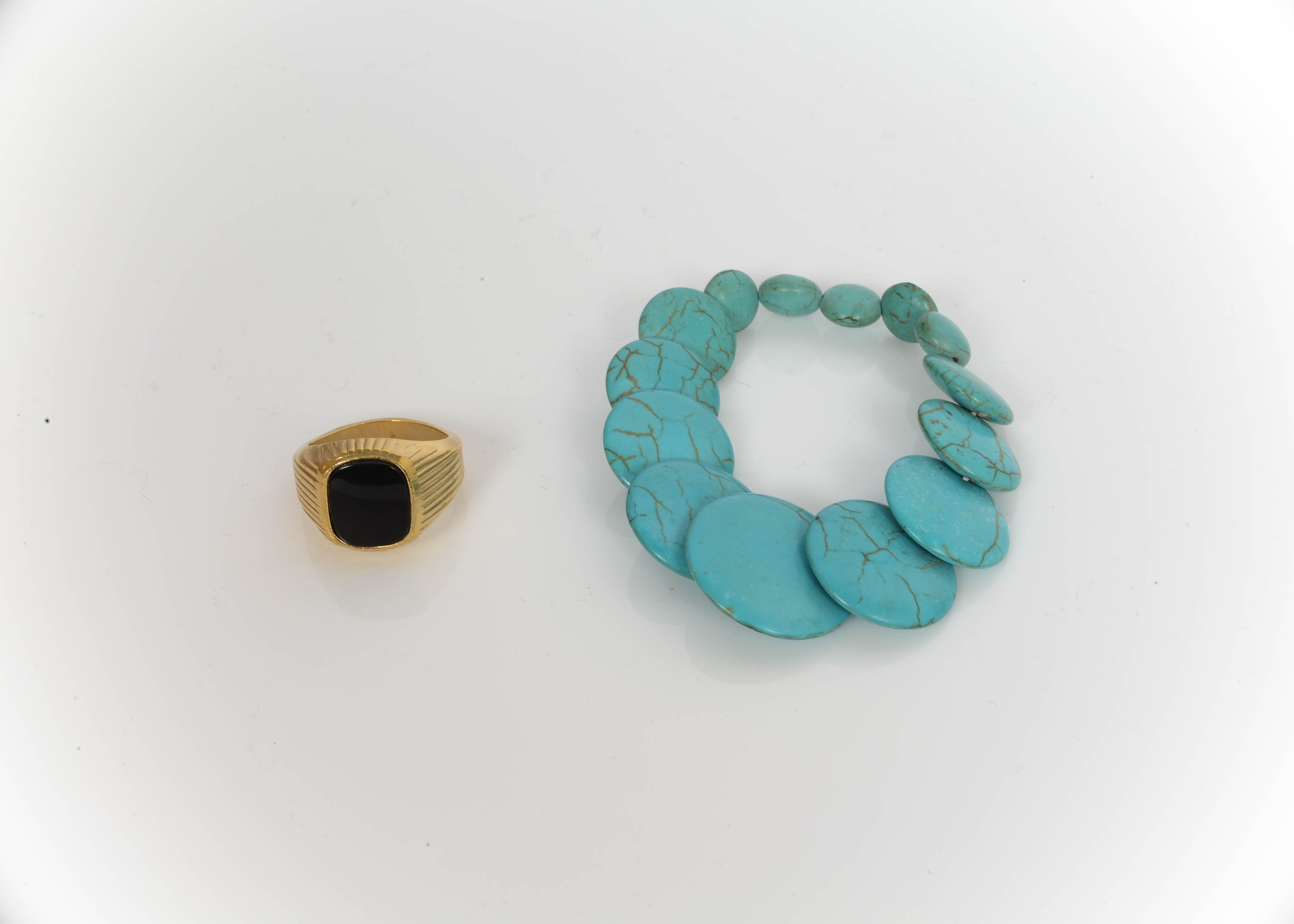 Fashion Bracelet and Gold Tone Men's Ring