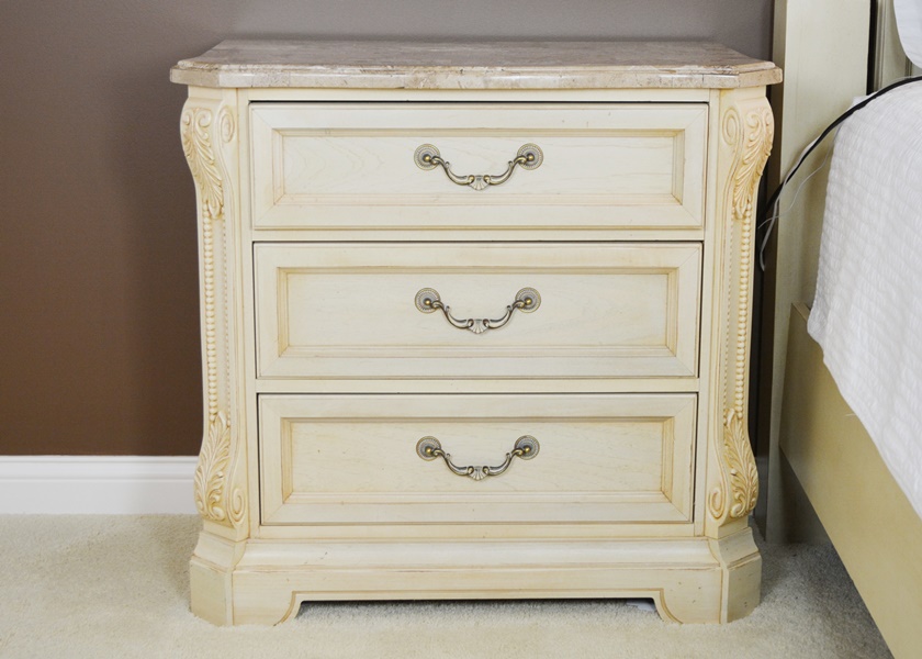 Thomasville Impressions Marble Top Truncated Corner Nightstand