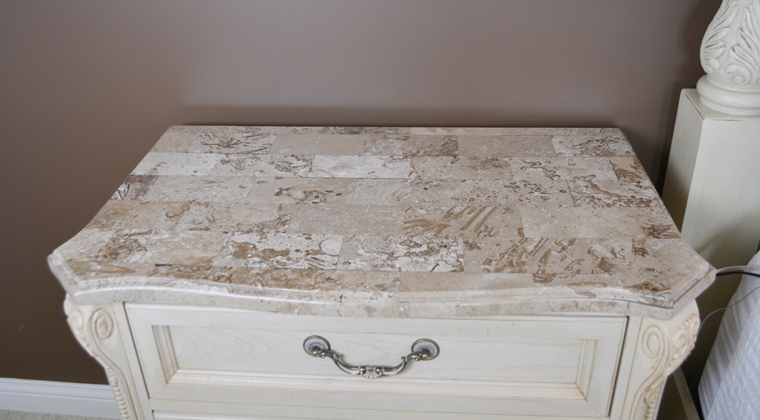 Thomasville Impressions Marble Top Truncated Corner Nightstand