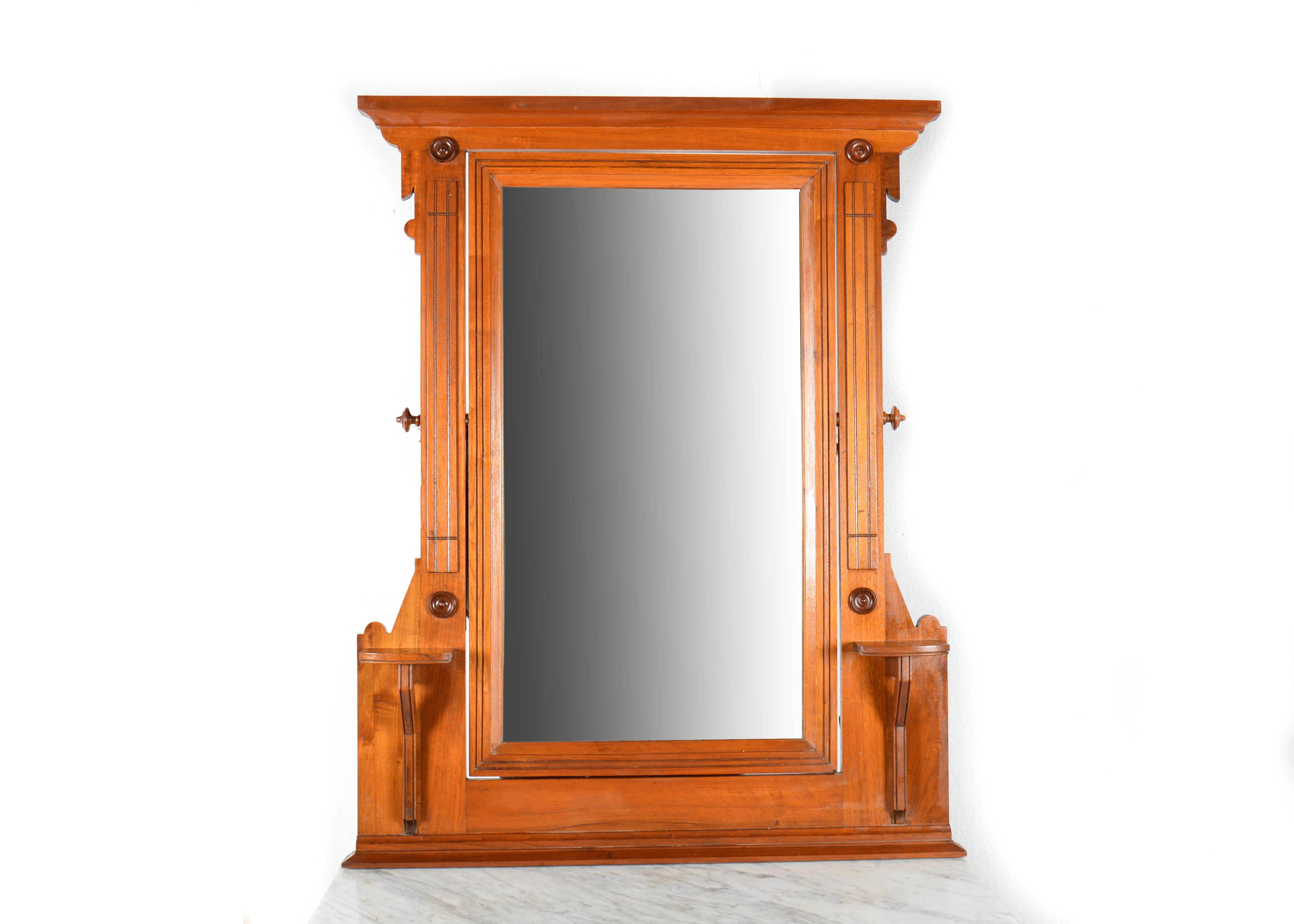 Antique Burled Walnut Dresser with White Marble Top