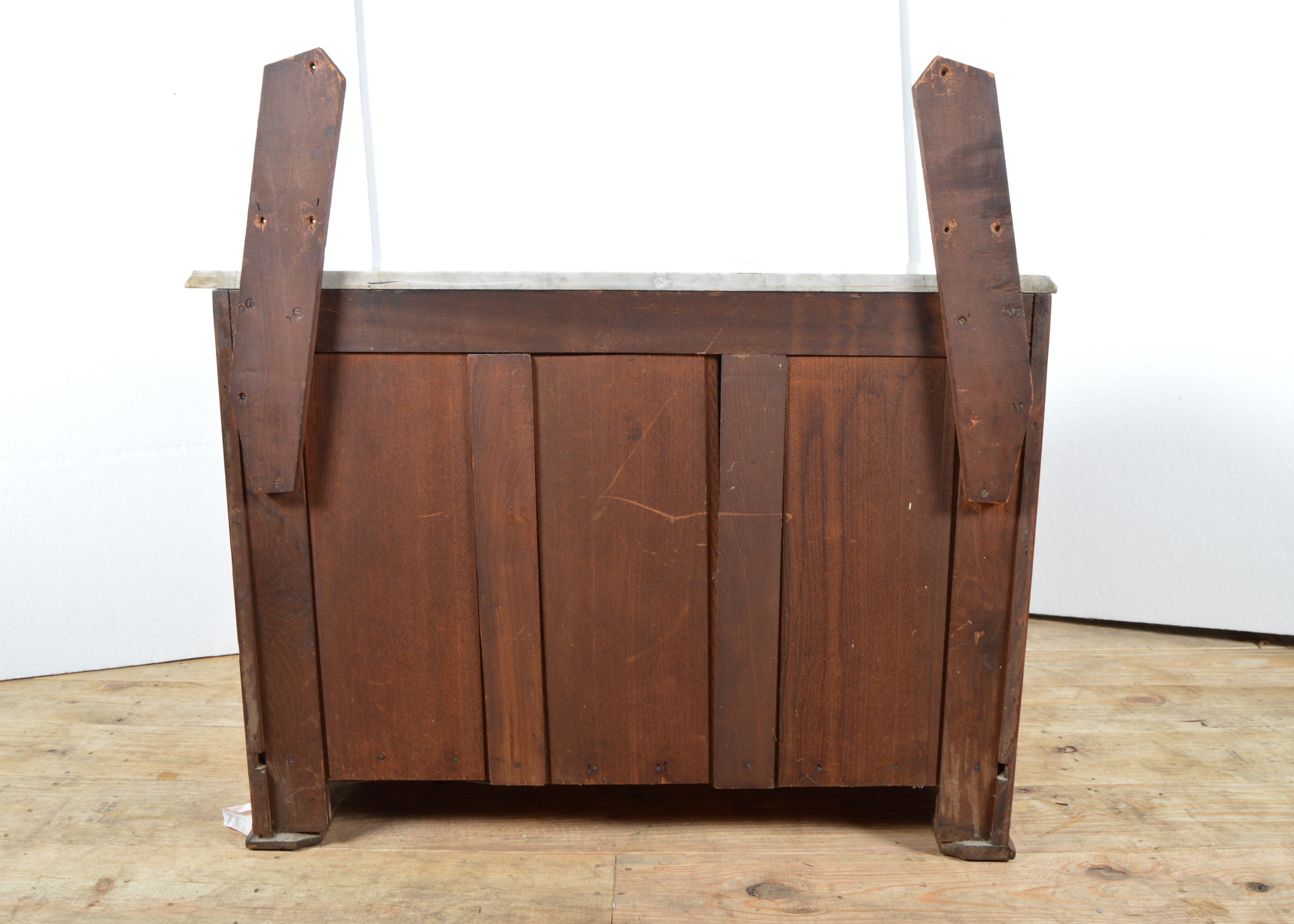 Antique Burled Walnut Dresser with White Marble Top