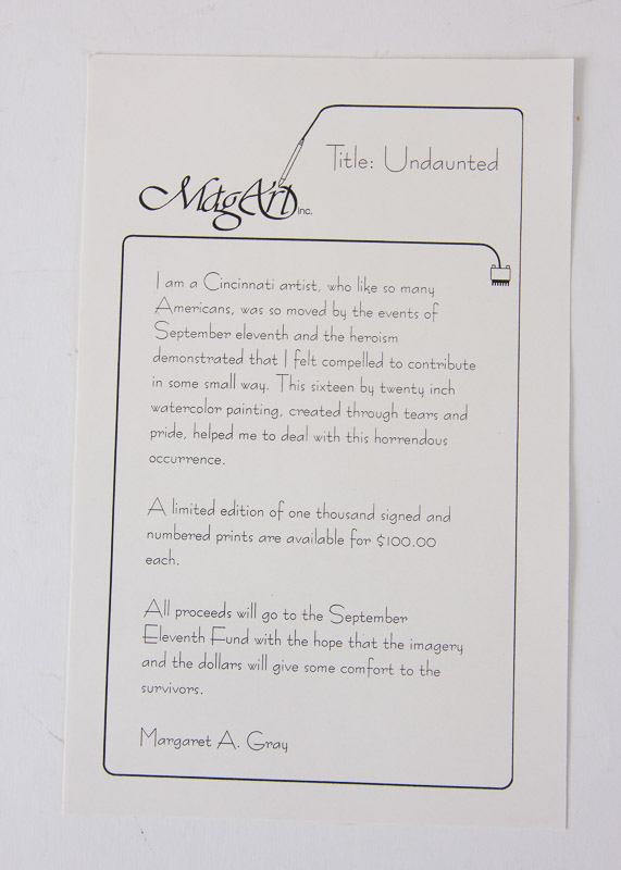 Signed "Undaunted" 9/11 Commemorative Lithograph by M.A. Gray