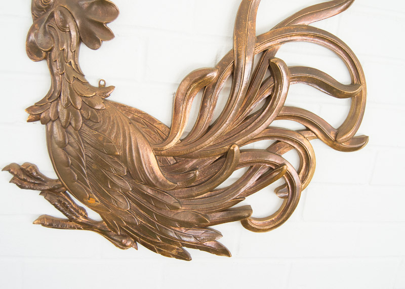 Mid Century Syroco Wood Rooster Wall Decor
