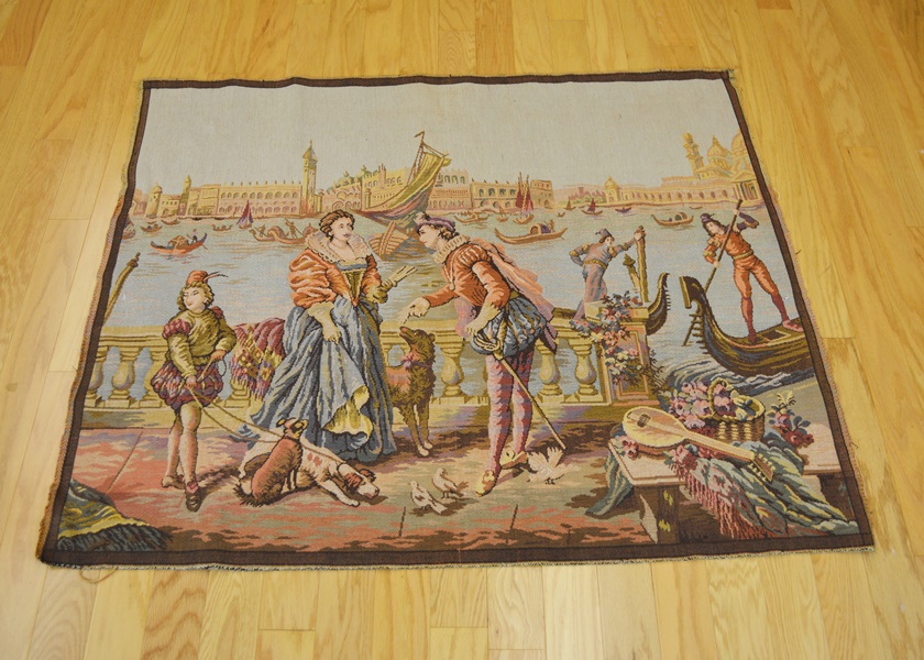 Antique Belgium Tapestry of Venetian Scene