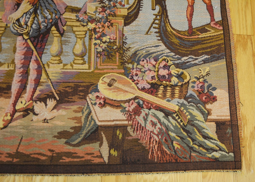 Antique Belgium Tapestry of Venetian Scene