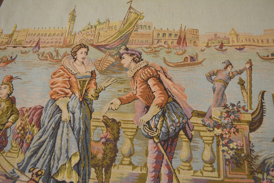 Antique Belgium Tapestry of Venetian Scene