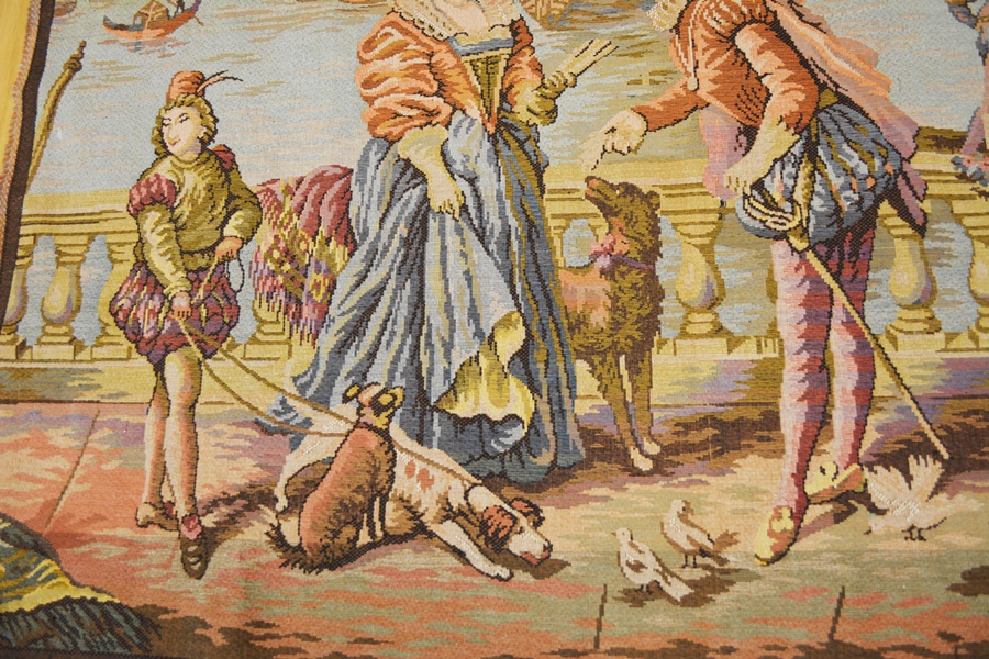 Antique Belgium Tapestry of Venetian Scene