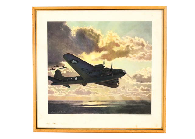 Frederic Tellander 1943 "Flying Fortress" Lithograph Print