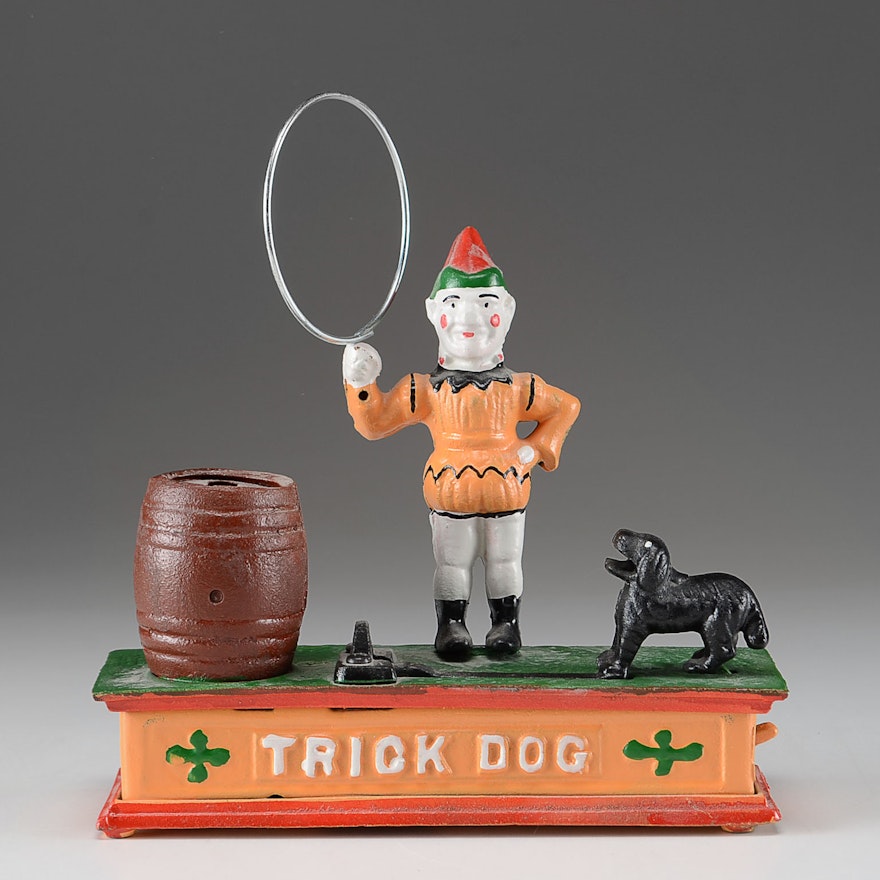Reproduction Cast Iron "Trick Dog" Coin Bank
