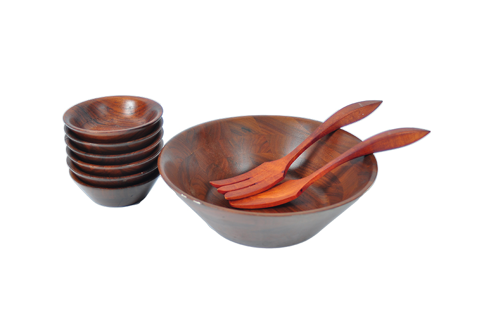 Burl Walnut Salad Set