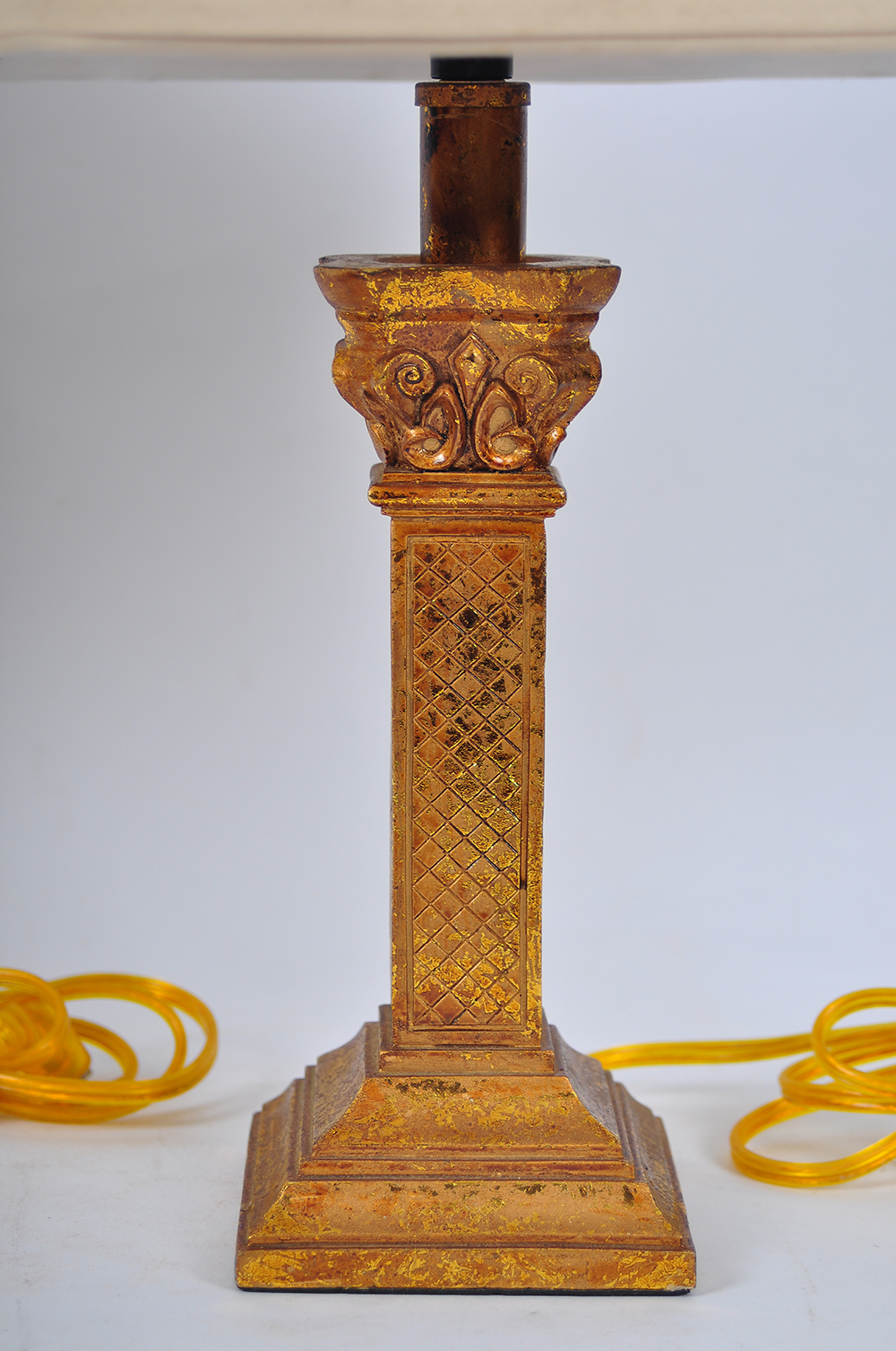 Gilded Corinthian Column Lamps