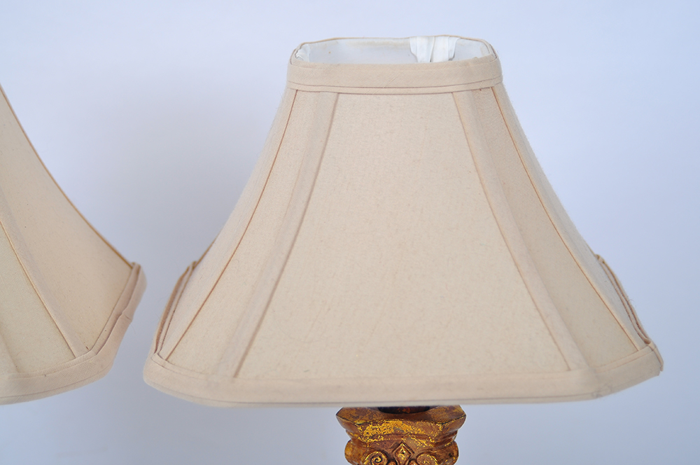 Gilded Corinthian Column Lamps