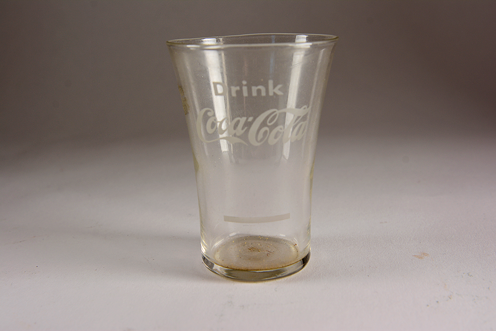 Vintage Coca-Cola Soda Fountain Syrup Glasses with Metal Cup Holders