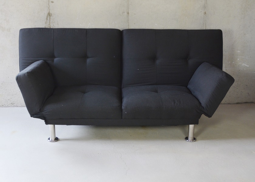 Modern Lightweight Black Tufted Futon Sofa