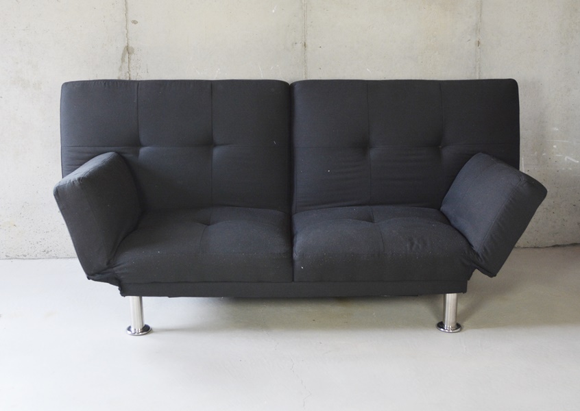 Modern Lightweight Black Tufted Futon Sofa