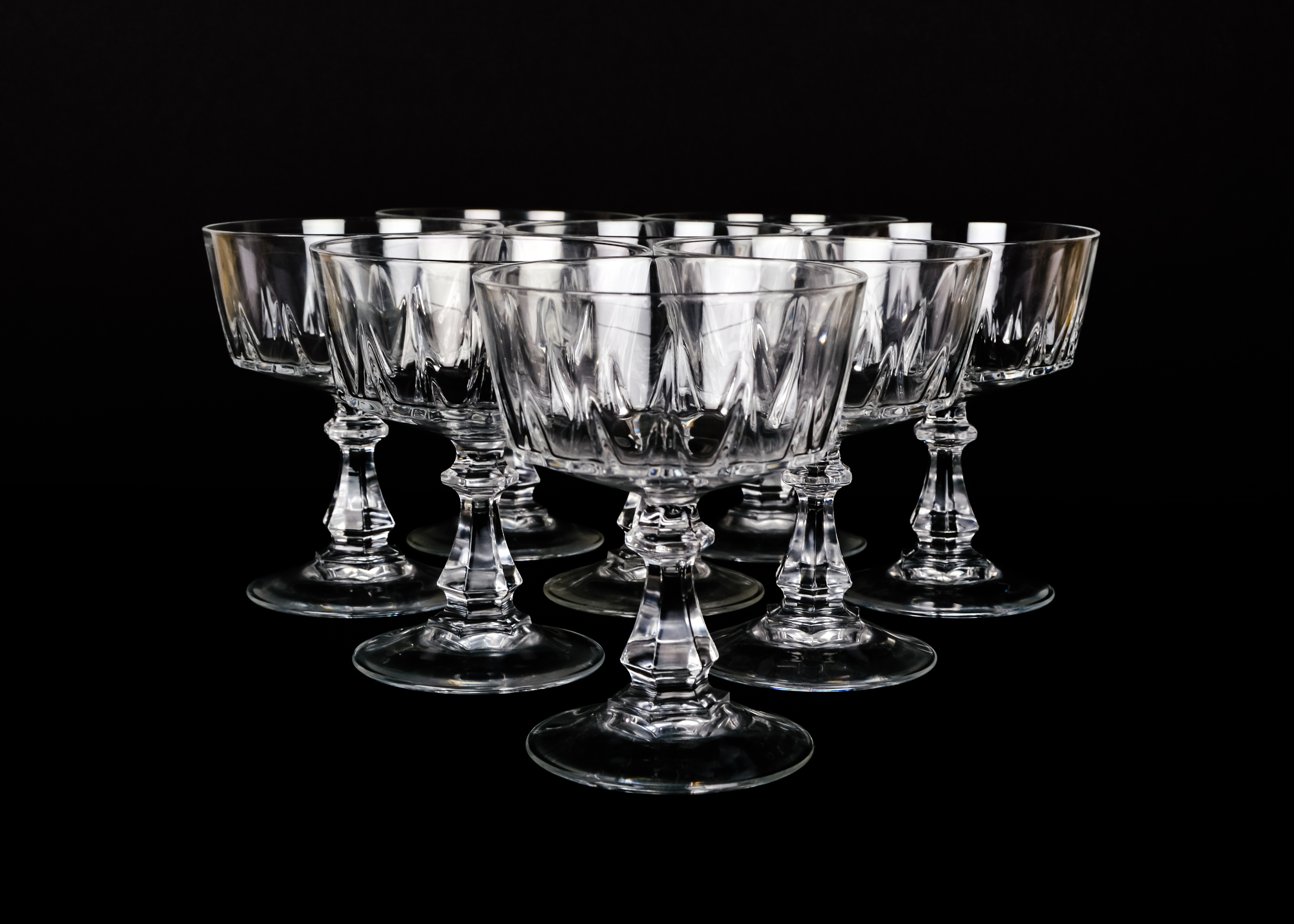 Eighteen-Piece Cut Glass Stemware Set
