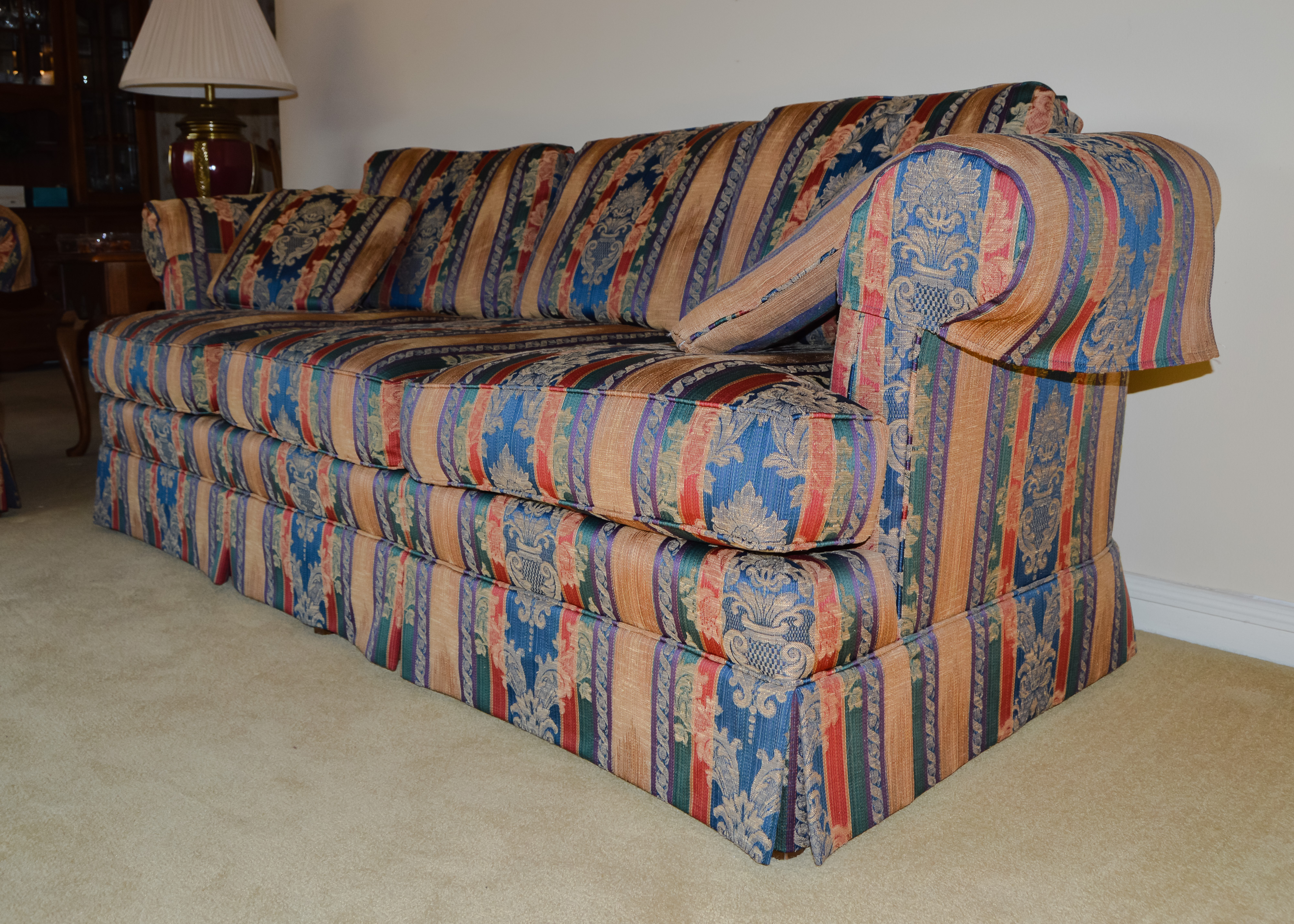 Drexel Heritage Three Seat Striped Sofa