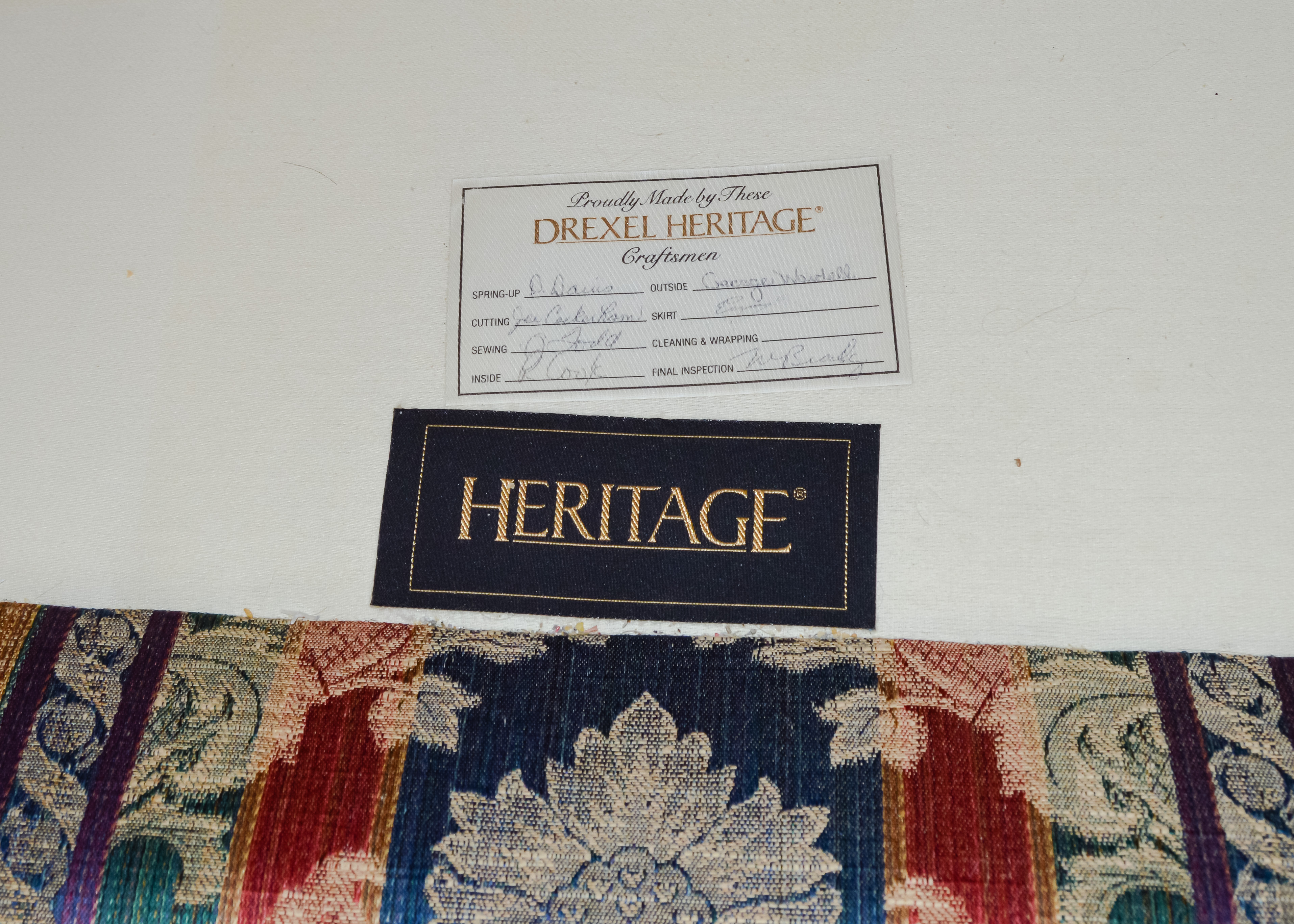 Drexel Heritage Three Seat Striped Sofa