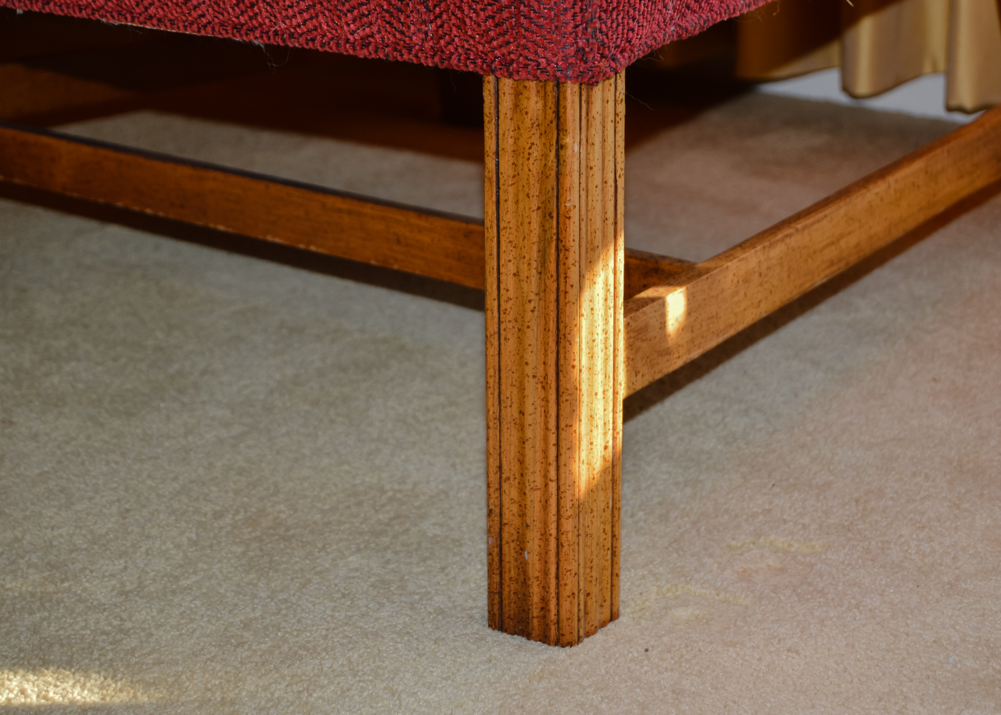 Red Wingback Armchair and Ottoman