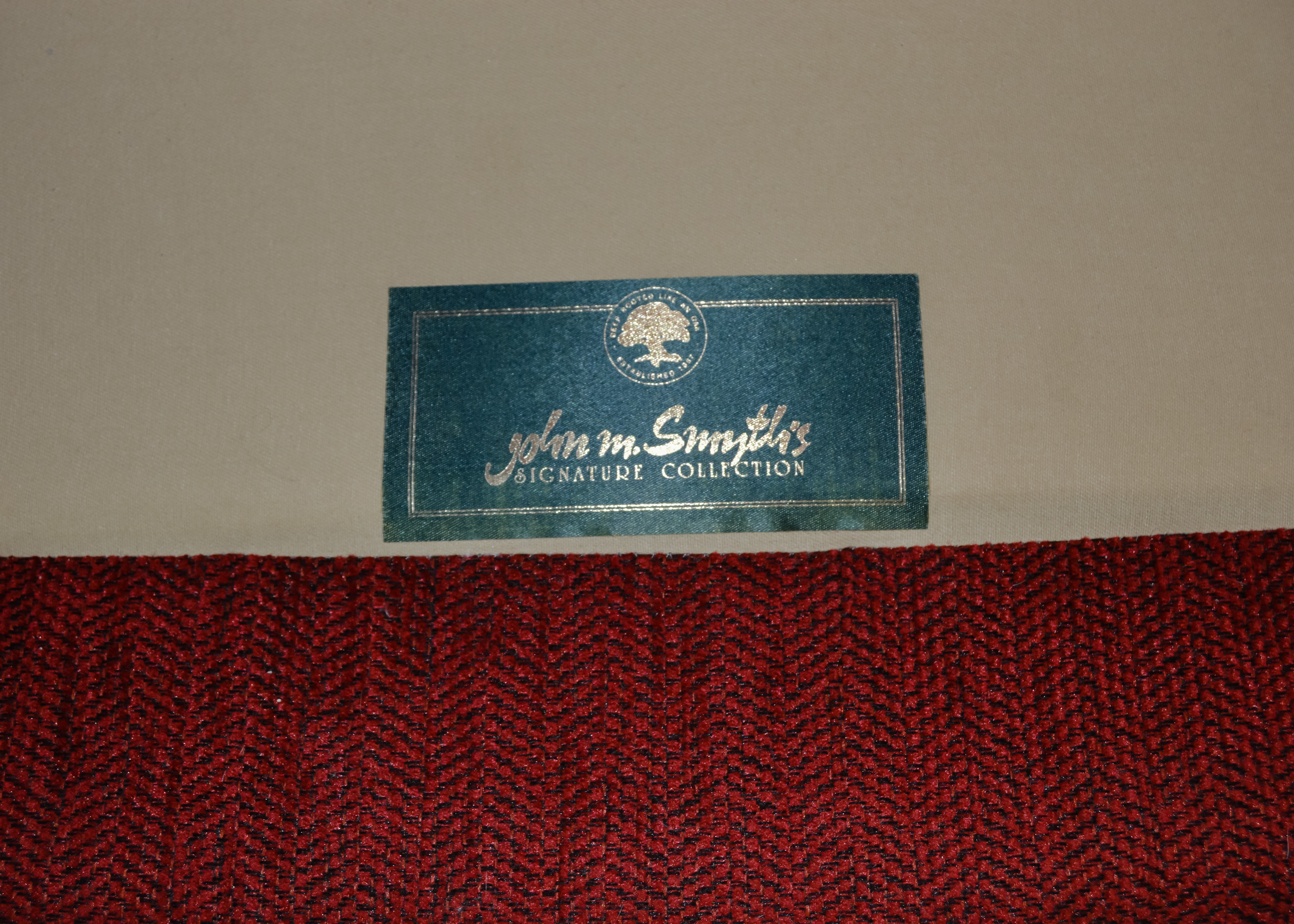 Red Wingback Armchair and Ottoman