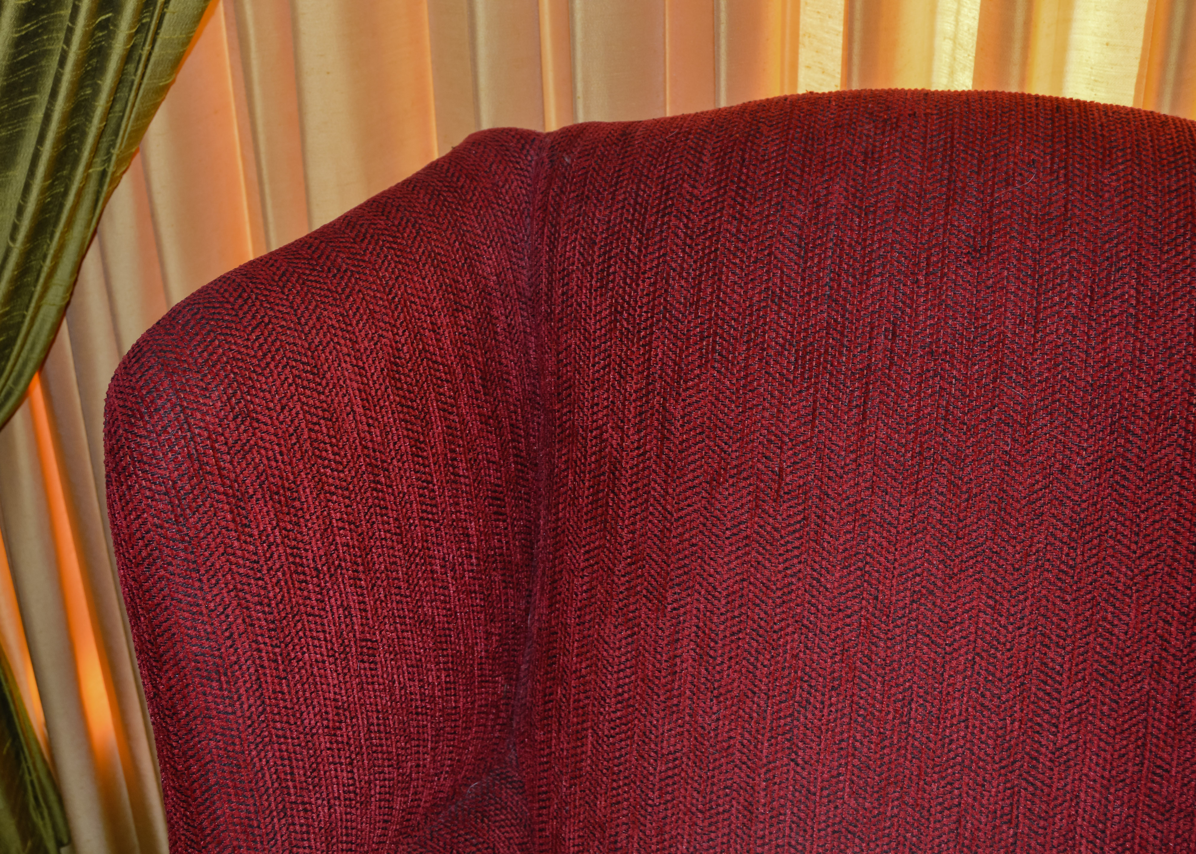 Red Wingback Armchair and Ottoman