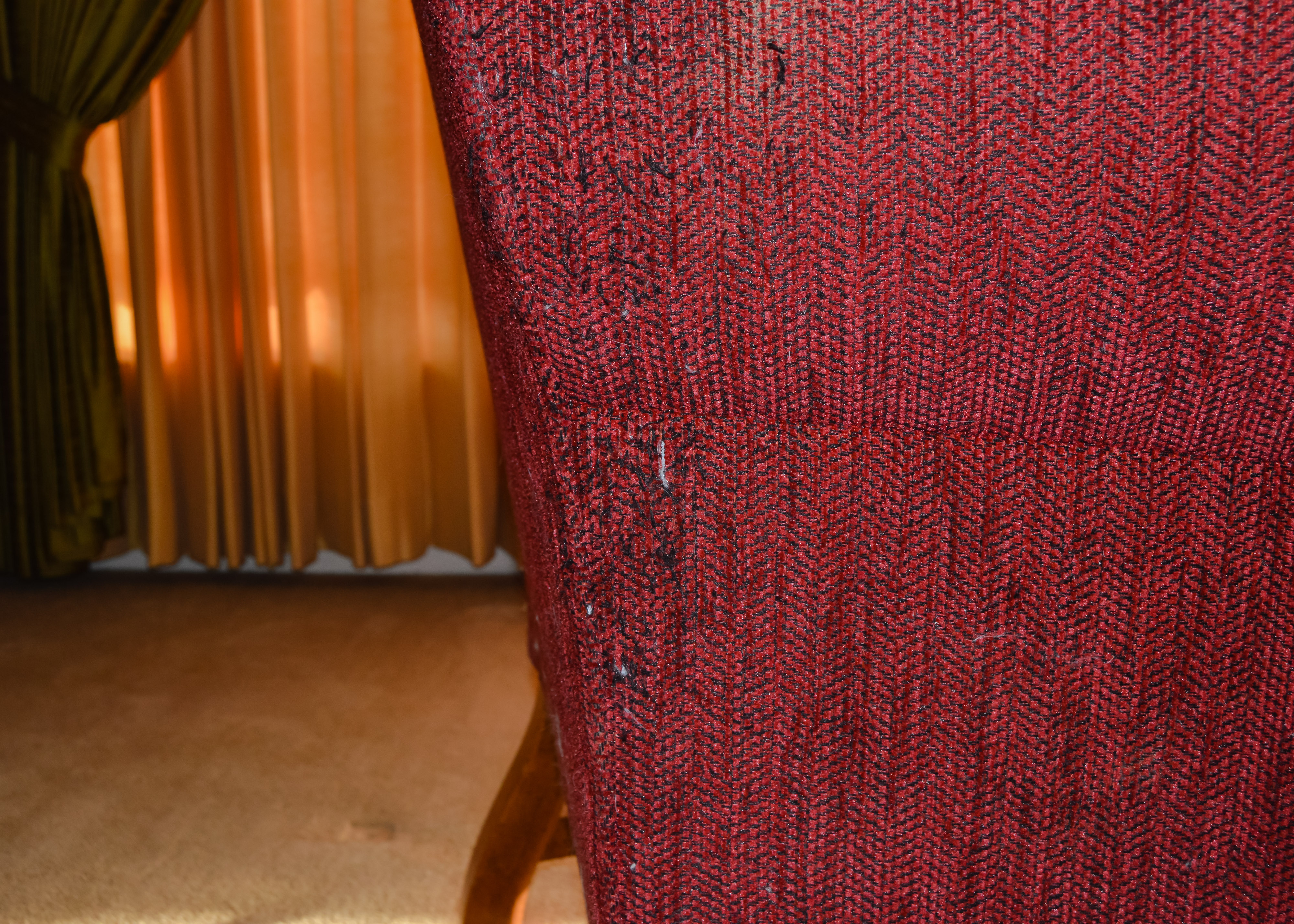 Red Wingback Armchair and Ottoman