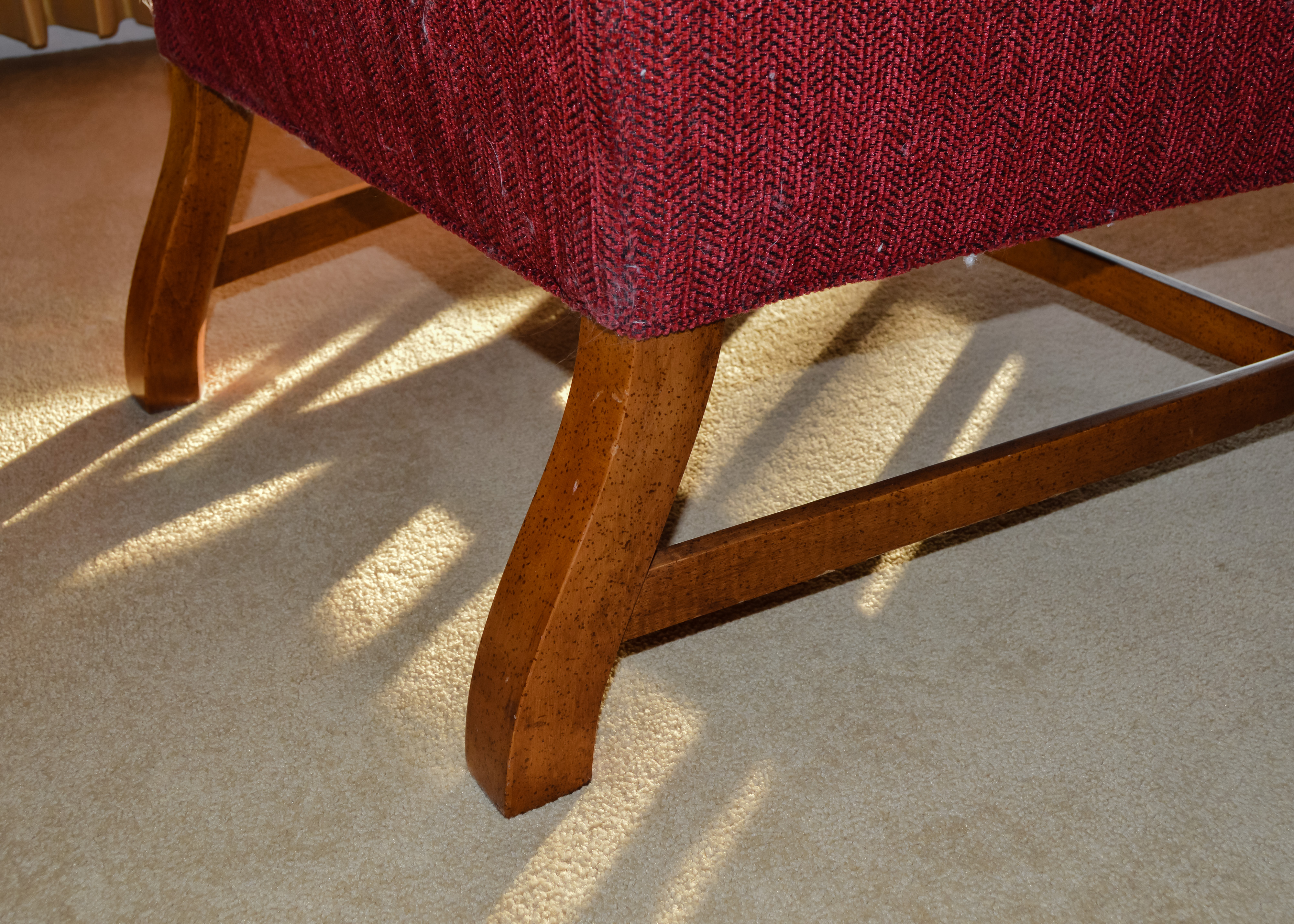 Red Wingback Armchair and Ottoman