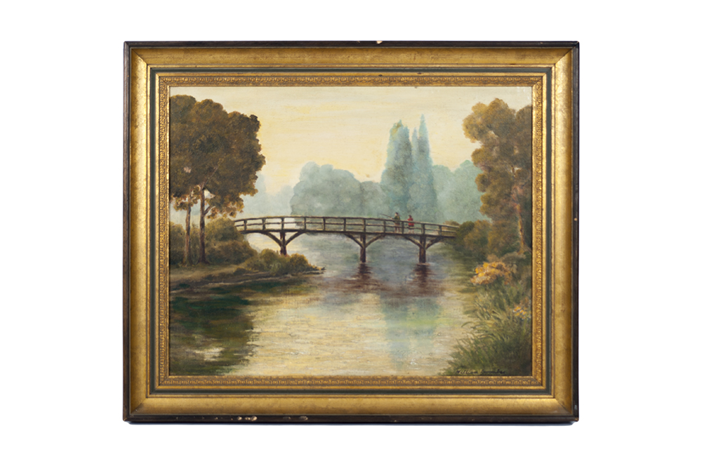 William Coombes "The Bridge, Near Windsor" Oil on Board