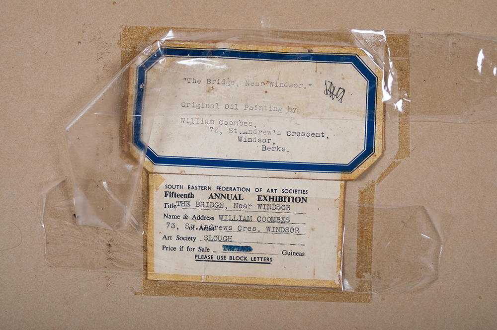 William Coombes "The Bridge, Near Windsor" Oil on Board